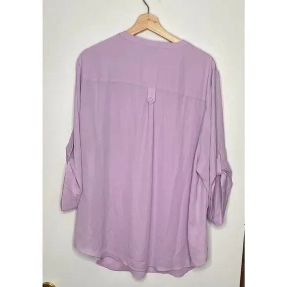 Torrid Harper Lilac Purple Roll-Tab Sleeve Blouse Size 3X - Picture 8 of 8